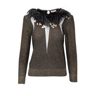 Valentino Valentino Boutique Top met verenversiering - jaren 80