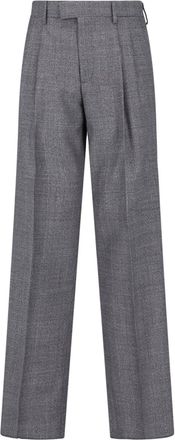 Lardini Grey Virgin Wool Straight-Leg Pants