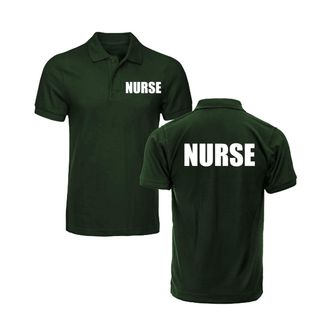Generic Nurse Classic Polo Shirt - Medical Uniform with Bold Nurse Print - Healthcare Medic Paramedic Hospital Staff Workwear Unisex Adults Polo (Bottle Green