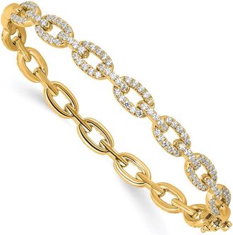Diamond2Deal 14k Gold 2.15 Ct Lab Grown Diamond Link Bangle Bracelet