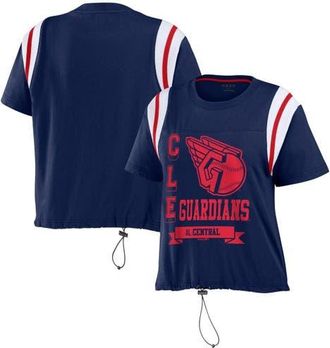 WEAR by Erin Andrews Womens WEAR by Erin Andrews Navy Cleveland Guardians Cinched Colorblock T-Shirt at Nordstrom, Size X-Small