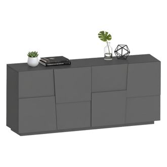 Dmora Dmora - Aparador Yago, Buffet De Sal&oacute;n, Aparador De Sal&oacute;n Moderno Con 4 Puertas, 200x44h86 Cm, Antracita, Con Embalaje Reforzado
