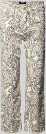 Marc Cain Flared Fit Jeans mit Allover-Paisley-Print in Weiss, Gr&ouml;&szlig;e 34