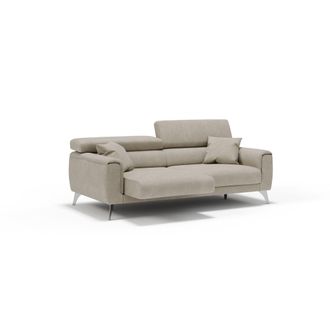 Divani.Store Caravaggio Sof&aacute; Con Asientos Deslizantes En Tela Suave E Impermeable 199 Cm Crema