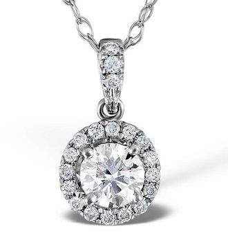 The Diamond Store Ella Lab Diamond Halo Necklace in 18K White Gold 0.71ct G/VS1