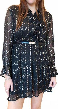 Elan Printed Mini Shift Dress In Black Geo Prin
