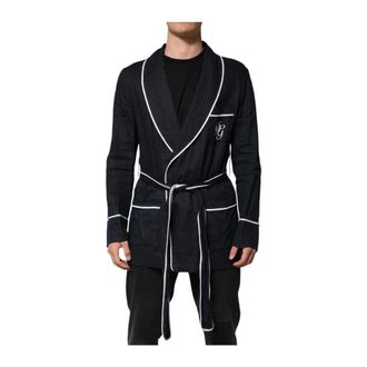 Dolce & Gabbana Geborduurde Linnen Kimono Blazer - Heren - Blazers - Blauw - 3XL - Linnen - Jassen