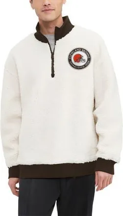 Tommy Hilfiger Mens Tommy Hilfiger Cream Cleveland Browns Jordan Sherpa Quarter-Zip Sweatshirt at Nordstrom, Size Xx-Large