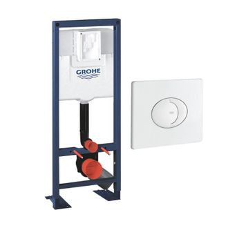 GROHE Bastidor Soporte Inodoro Ancho Reducido Con Placa De Accionamiento Grohe Placa De Accionamiento Skate Air, Horizontal, Blanco Alpino