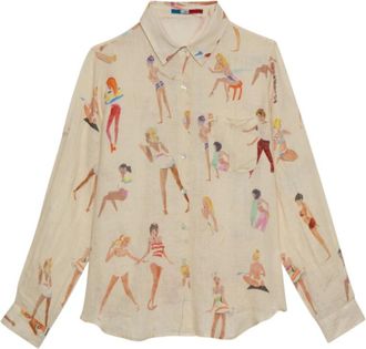 G.Kero Beautiful Girl Shirt - Dames - Overhemden - Beige - S - Katoen - Overhemden