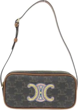 Celine Pre-owned Triomphe Canvas Shoulder Bag - Dames - Vintage Schoudertas - Bruin - ONE Size - Vintage