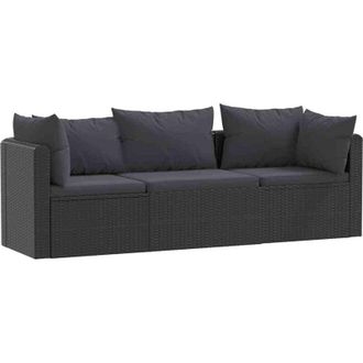 vidaXL Vidaxl - Set Divani da Giardino 3 pz con Cuscini in Polyrattan Nero