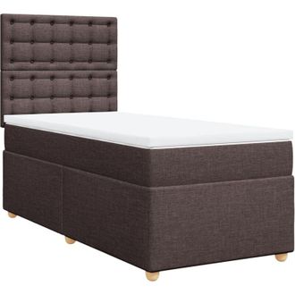 vidaXL Cama Box Spring Con Colch&oacute;n Tela Marr&oacute;n Oscuro 90x190 Cm Vidaxl