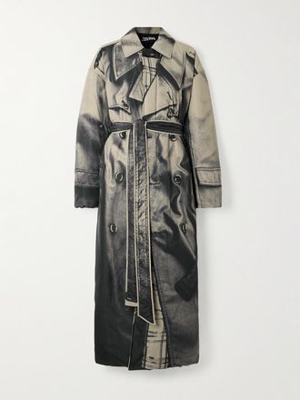 Jean Paul Gaultier Trench Imbottito In Gabardine Di Cotone Stampato Con Cintura - Multicolore