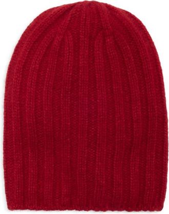 Johnstons of Elgin Bhaltair Cashmere & Silk Rib Beanie in Cloud Rouge He4389 at Nordstrom