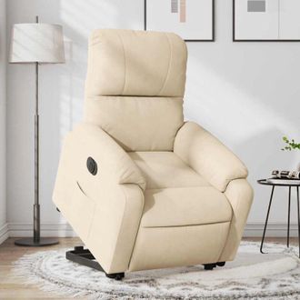 vidaXL Sill&oacute;n El&eacute;ctrico Reclinable Elevable Tela Microfibra Crema Vidaxl