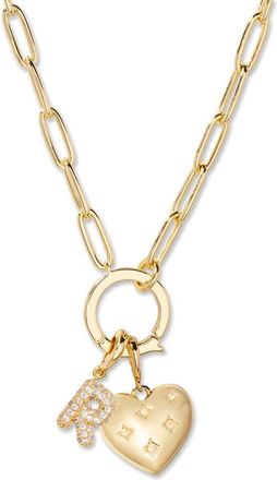 Brook & York Lillian Initial Heart Charm Necklace in Gold R at Nordstrom