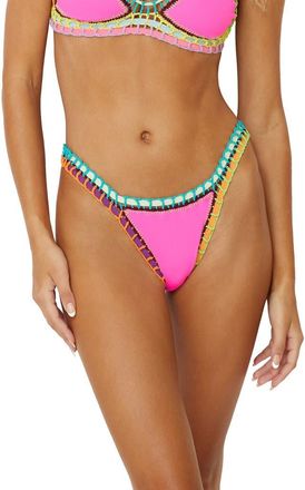 PQ Swim Colorful Whipstitch Trim Bikini Bottoms in Acai at Nordstrom