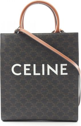 Celine Black Brown Coated Canvas Leather Tote Bag (Pre-Owned)