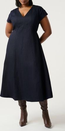 Estelle Abbie Fit & Flare Cotton Midi Dress in Indigo Noir at Nordstrom, Size 18W
