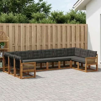vidaXL Vidaxl Set Di Divani Da Esterno 10 Pz Naturale E Nero