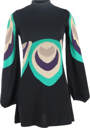 Temperley London Abstract Knit Mini Dress in Black Silk