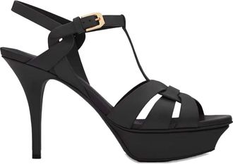 Saint Laurent 105 mm Tribute sandalen met hak - Zwart