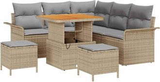 vidaXL Garden Sofa Set with Cushion 8 pcs Beige and Light Grey vidaXL