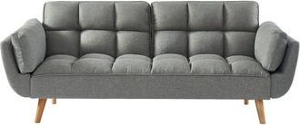 VENTE-UNIQUE.COM Sof&aacute; cama poli&eacute;ster 3 plazas gris 215x81cm