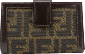 Fendi Zucca Brown Canvas Leather Wallet (Bi-Fold) (Pre-Owned)