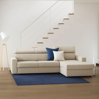 Talamo Italia Sof&aacute; Fijo Mikaela, Sof&aacute; De Esquina, 100% Made In Italy, Sof&aacute; De Sal&oacute;n Con Chaise Longue, En Tela Acolchada - Pen&iacute;nsula Contenedor Derecho, Con Reposab