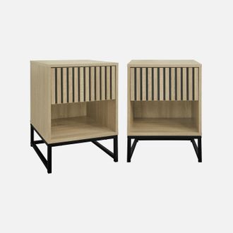 Sweeek Mesitas De Noche Contempor&aacute;neas Con 1 Caj&oacute;n, Set De 2