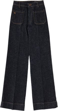 Victoria Beckham Blue Flared High Rise Jeans