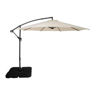 MonsterShop Cantilever Parasol 3m With Square Base - Cream in Beige