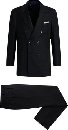Kiton Monochrome Wollen Pak - Heren - Business pakken - Zwart - M - Wol - Kostuums