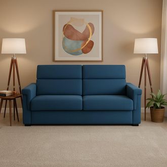 Dmora Sof&aacute; Cama 2 Plazas Tenna, Desenfundable, Con Almacenamiento Hecho En Italia, Apertura De Abatible, 185x95 Cm Azul