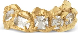 Loveness Lee Anello Maria placcato in oro 18 carati con zaffiri