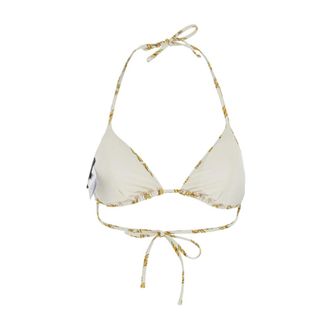 Versace Badmode, Dames, Veelkleurig, L, All-over Chain Print Bikini Top