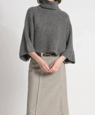 Look by M Crop Cocoon Sweater In Charcoal