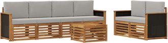 vidaXL Conjunto De Sof&aacute;s De Exterior 7 Uds. Natural Y Gris Claro Vidaxl