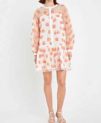 English Factory Aurora Floral Organza Mini Dress In Orange
