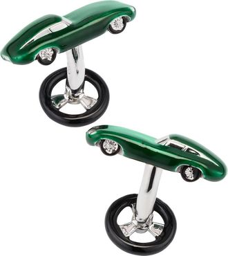 Jan Leslie Vintage Car Sterling with Steering Wheel Backs in Green at Nordstrom