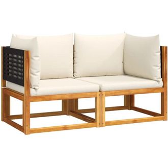 vidaXL Sof&aacute;s De Jard&iacute;n Esquineros Con Cojines, 2 Unidades, Madera De Acacia Y Rat&aacute;n Vidaxl