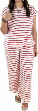 Blu Pepper Alia Striped Knit Set In Red
