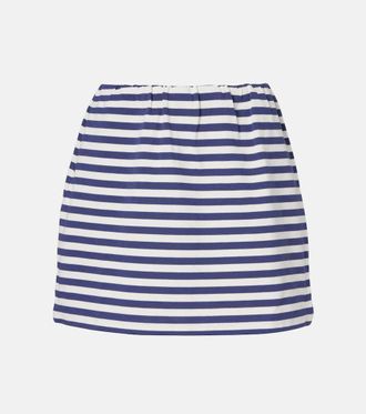 Poss&eacute; Haisley striped cotton miniskirt