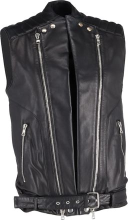 Balmain Pre-owned Mens Belted Vest Jacket in Black Leather - Size IT 50 (Mens)