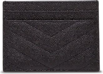 Saint Laurent Womens Card Holder Quilted Leather Black Calfskin Accessory