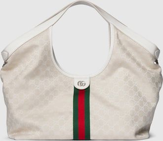 Gucci Giglio Large Tote Bag, White, GG Canvas