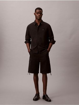 Calvin Klein Jeans Calvin Klein Mens Cotton Stretch Twill Cargo Shorts - Black - 30