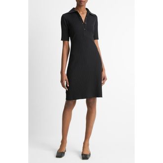 Vince Rib Polo Dress in Black at Nordstrom Rack, Size Xx-Small